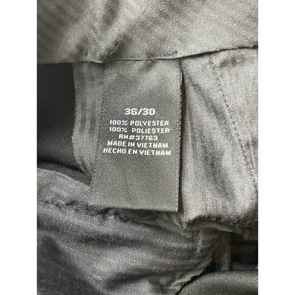 Mens Black Dress Pants 36x30 100% Polyester Made In Vietnam - Picture 3 of 7